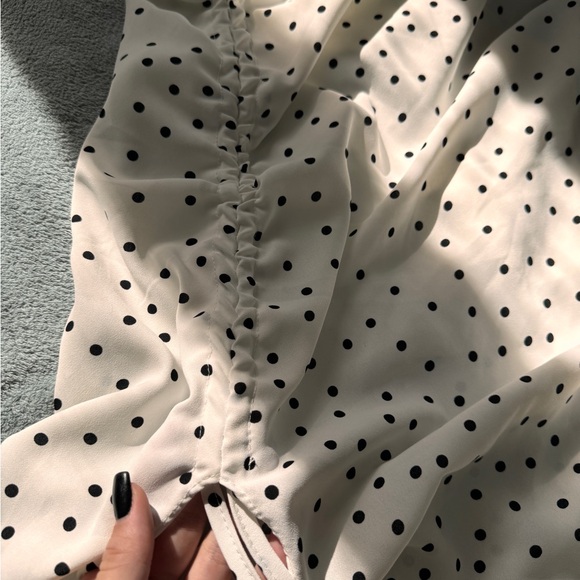 White with black dots women summer dress. - Picture 3 of 3